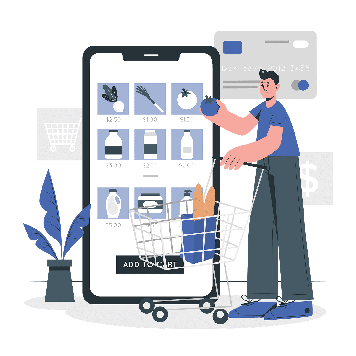 A person shopping on e-commerce website vector illustration